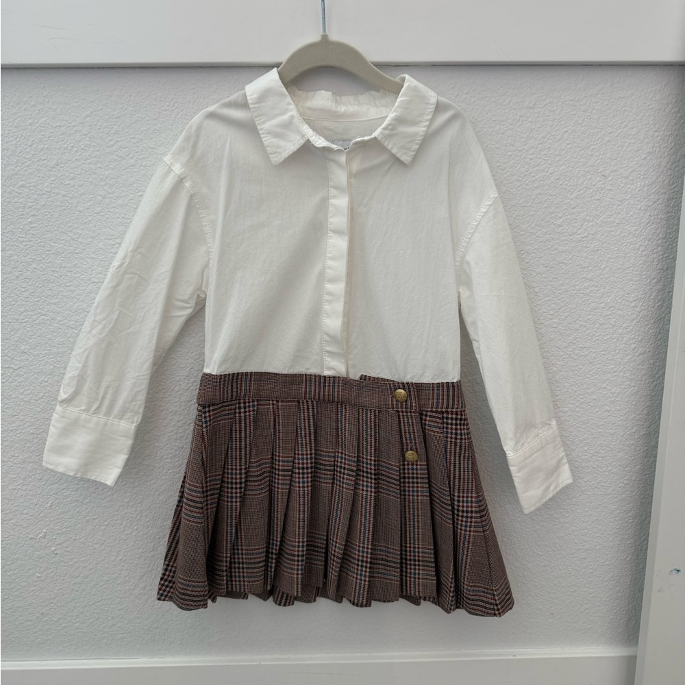 ZARA Shirt with Brown Striped Waist Detail Dress